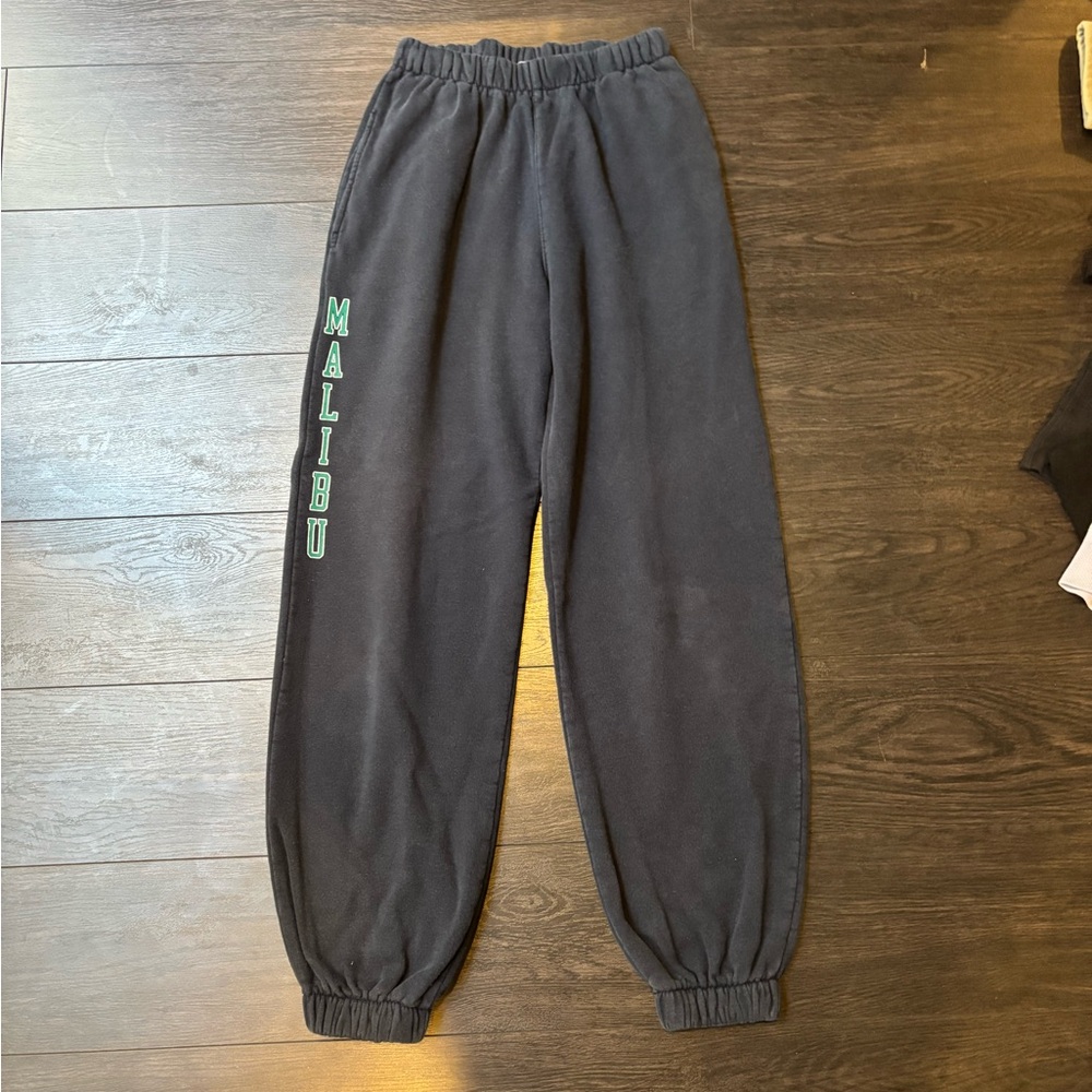 Brandy Melville Black Joggers with Relaxed Fit and Elastic Cuffs